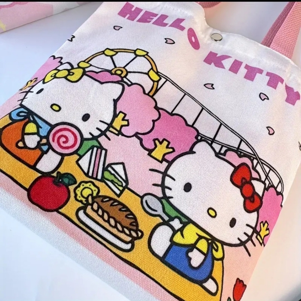 Hello Kitty Colorful Graphic Tote Kitty On A Picnic - Picture 5 of 5